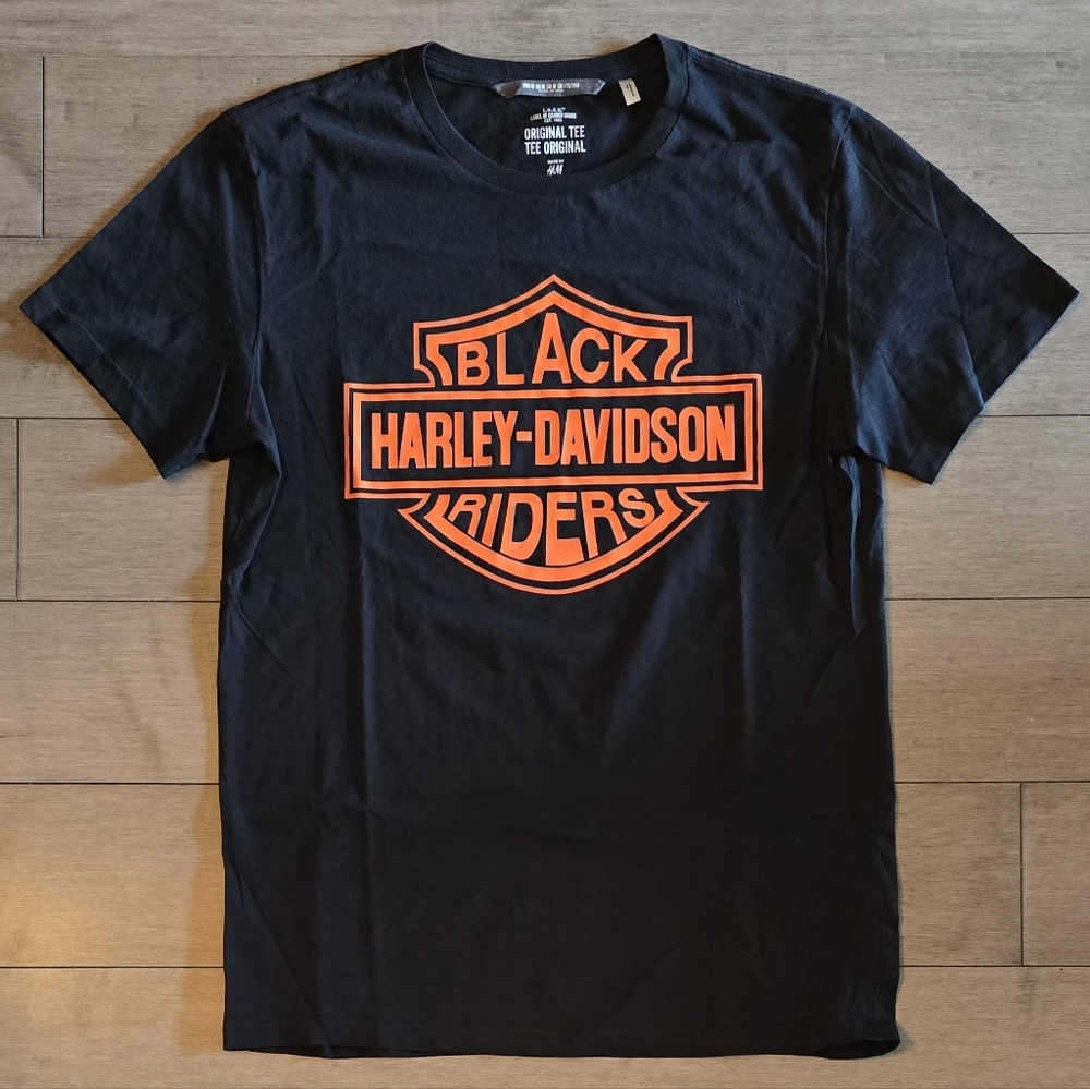 NWOT : Harley-Davidson Black Riders Tee with Orange Emblem Size Medium